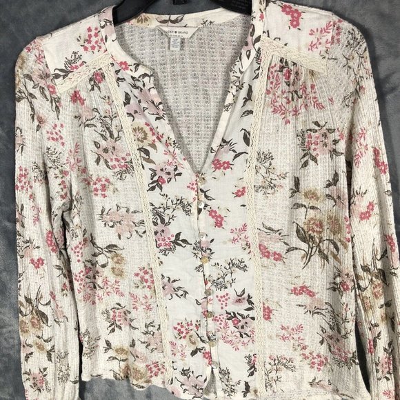 Lucky Brand Women’s Floral Shirt Pearl Buttons Size Small P - Picture 7 of 14